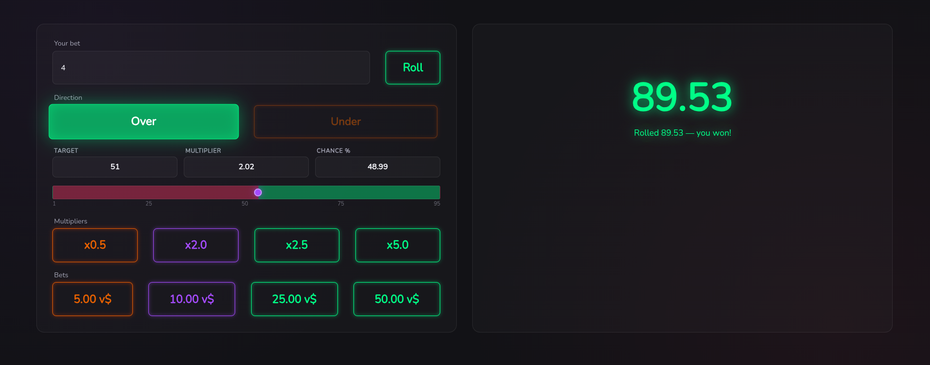 Dice preview